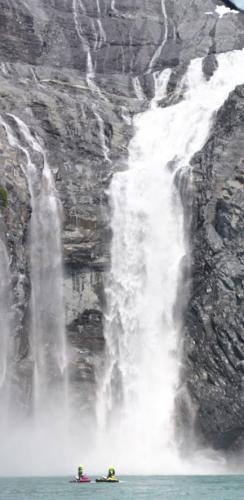 Huge waterfall in Blackstone Bay
