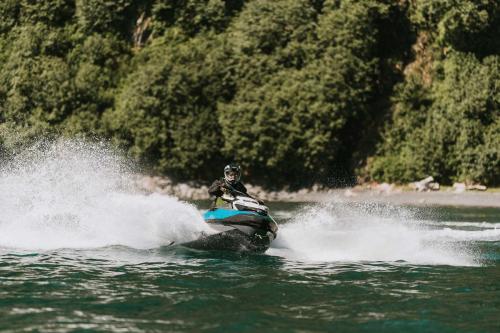 Jetski Rider Leaving Wake in Water